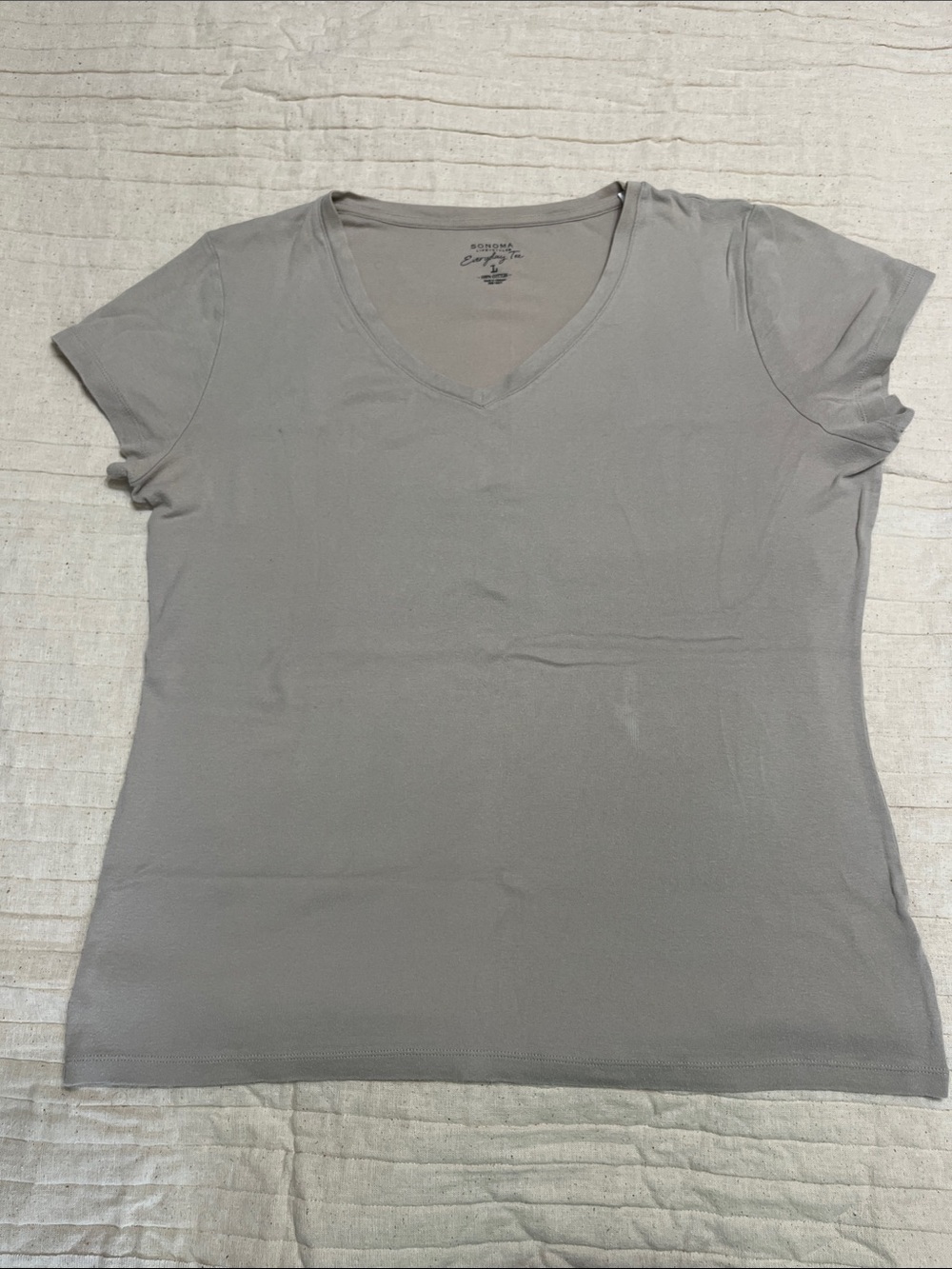 Sonoma Light Tan V-Neck Short Sleeve Tee
